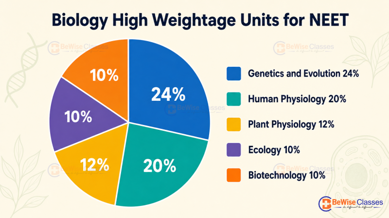 neet biology chapter wise weightage pdf showing Biology unit weightage pie chart
